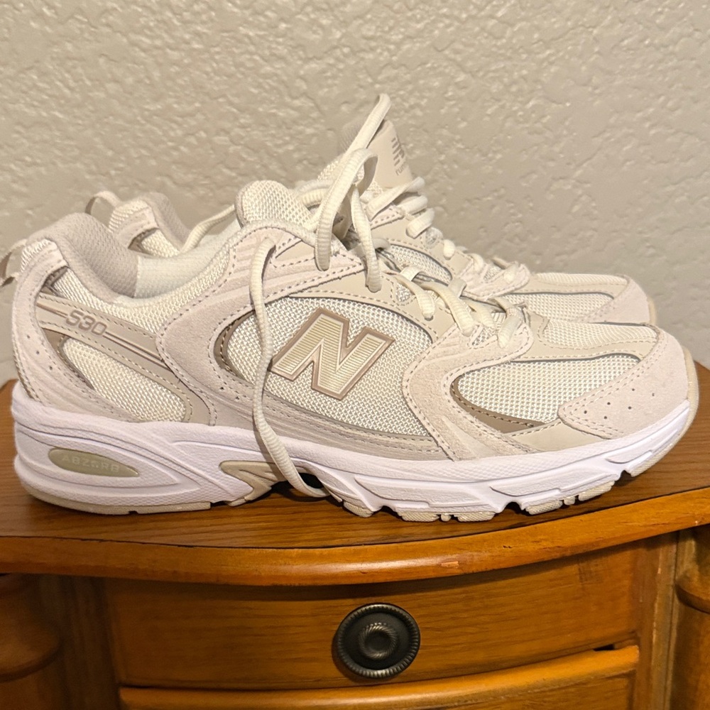 New Balance Cream and White Athletic Shoes